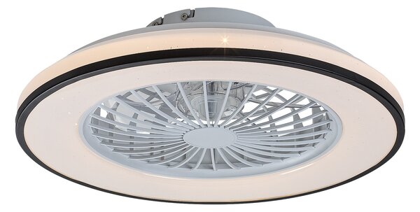 Rabalux Černo-bílé stropní LED svítidlo s ventilátorem Dalfon2 485mm 48W CCT s DO 71331