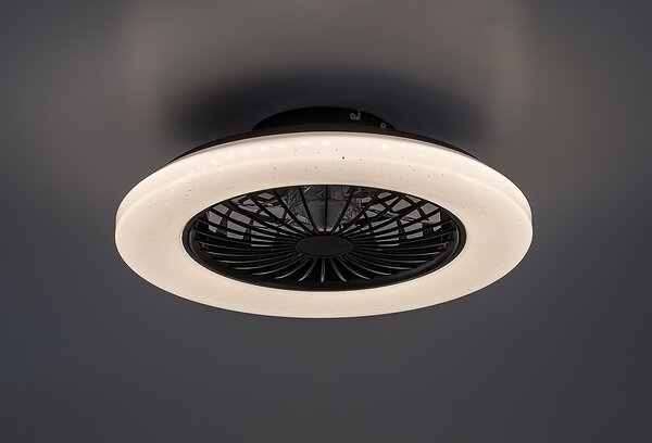 Rabalux Černé stropní LED svítidlo s ventilátorem Dalfon2 485mm 48W CCT s DO 71329