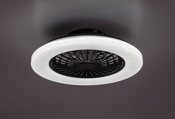 Rabalux Černé stropní LED svítidlo s ventilátorem Dalfon2 485mm 48W CCT s DO 71329