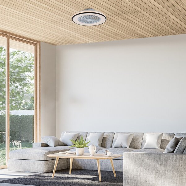 Rabalux Černo-bílé stropní LED svítidlo s ventilátorem Dalfon2 485mm 48W CCT s DO 71331