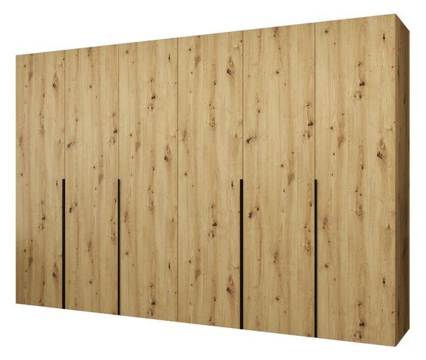 Šatní skříň 300 cm Alice 1 (dub artisan + černá)