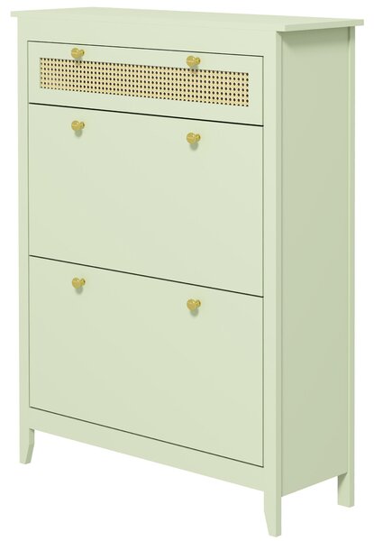 HOMCOM Skříň na boty se 2 skládacími dvířky a zásuvkou, sklopný botník s nastavitelnou policí pro 12 párů bot 88 x 30 x 120 cm, Zelená | Aosom
