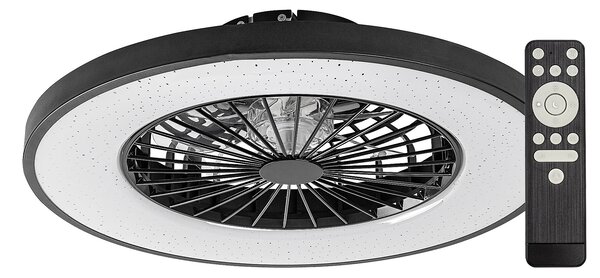 Rabalux Černé stropní LED svítidlo s ventilátorem Dalfon2 540mm 72W CCT s DO 71334