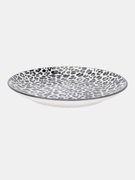 Sinsay - Keramické talíře s leopardím vzorem 2 pack - černá
