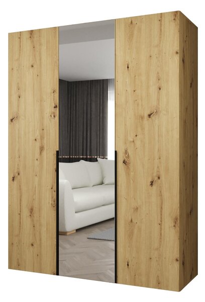 Šatní skříň 150 cm Alice 2 (dub artisan + černá)