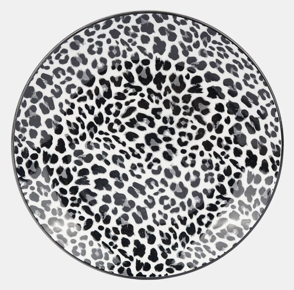 Sinsay - Keramické talíře s leopardím vzorem 2 pack - černá
