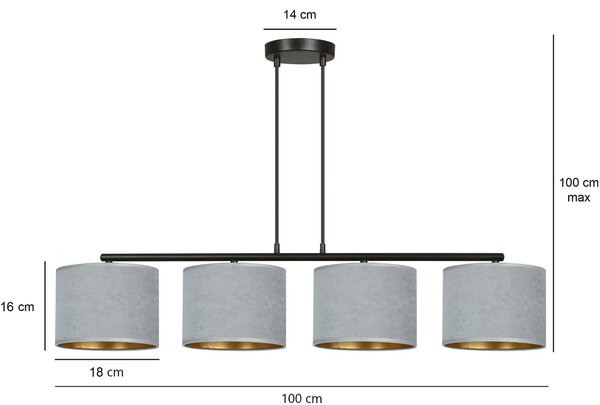 Emibig Hilde závěsné svítidlo 1x15 W černá-zlatá-šedá/popelavá 1050/4