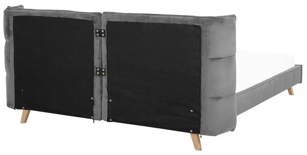 Postel Umělý samet SENLIS 180 x 200 cm Šedá