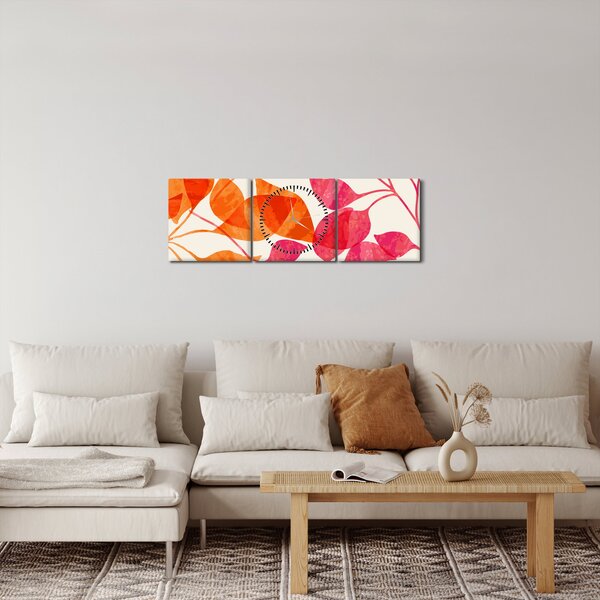 Obraz - Oranžové lístí (s hodinami) (90x30 cm)