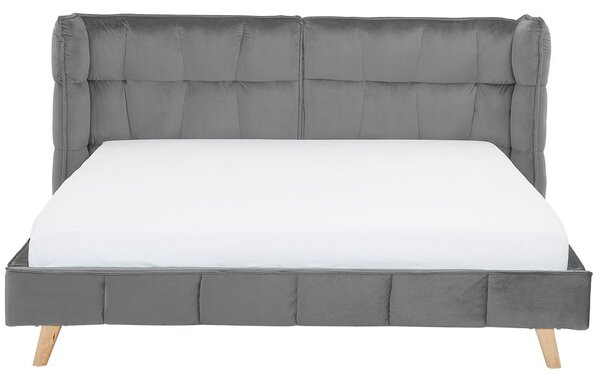Postel Umělý samet SENLIS 180 x 200 cm Šedá