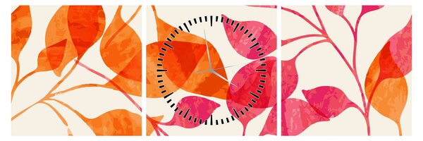 Obraz - Oranžové lístí (s hodinami) (90x30 cm)