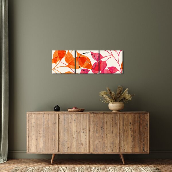 Obraz - Oranžové lístí (s hodinami) (90x30 cm)
