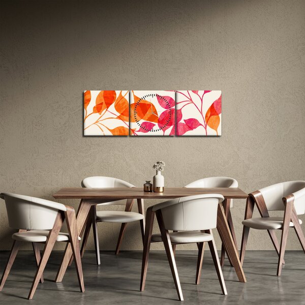 Obraz - Oranžové lístí (s hodinami) (90x30 cm)