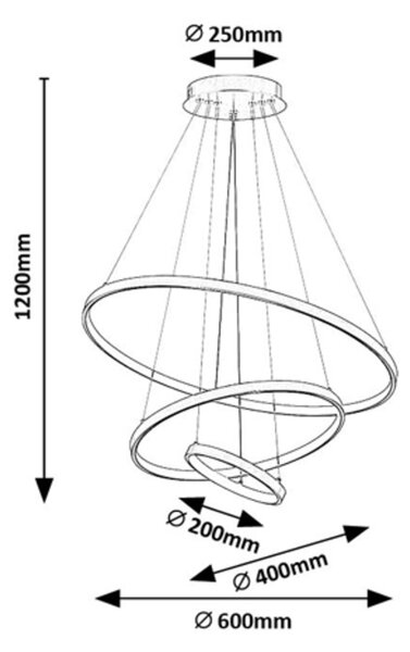 Rabalux Zlaté závěsné LED svítidlo Beliza 600mm 90W CCT s DO 72349