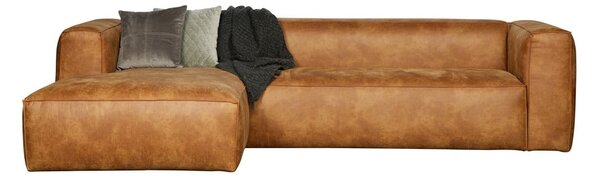 Hnědá rohová pohovka z recyklované kůže WOOOD Bean, levý roh