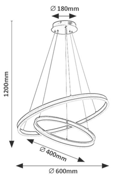 Rabalux Černé závěsné LED svítidlo Isaure 600mm 80W CCT s DO 72305