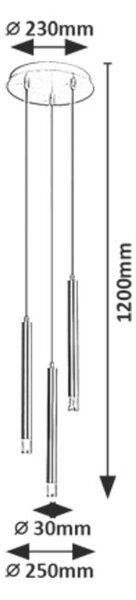 Rabalux Černý závěsný lustr Ramira pro žárovku 3x G9 72358