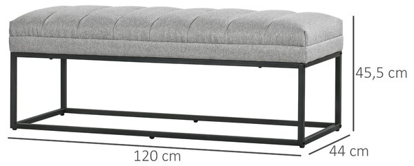 HOMCOM Čalouněná Lavice ve Vzhledu Lnu, Lavice k Posteli se Ocelovými Nohami, Botník do Ložnice, Obývacího Pokoj, Chodby, nosnost až 200 kg, 120 x 44