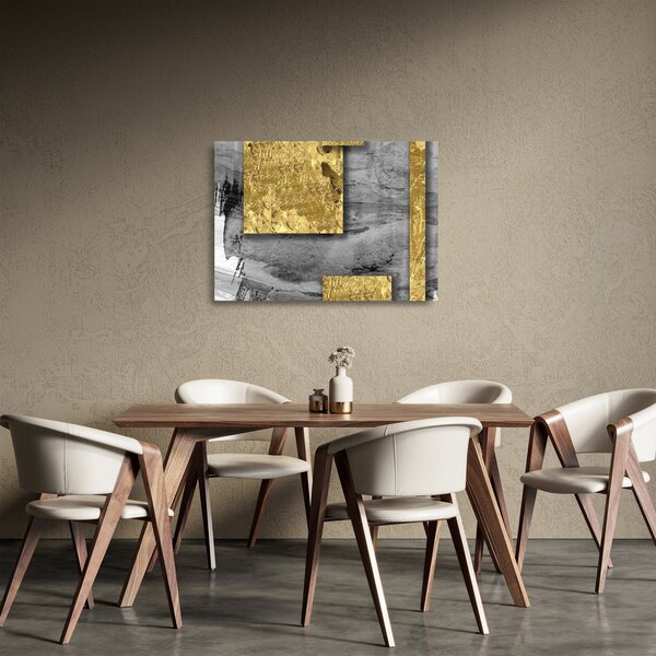 Skleněný obraz - Zlaté čtverce N⁰2 (70x50 cm)