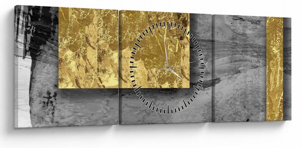Obraz - Zlaté čtverce N⁰2 (s hodinami) (90x30 cm)