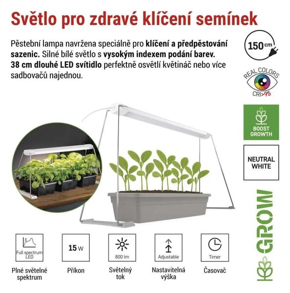 EMOS Bílá LED pěstební lampička na sazenice 15W Z7903
