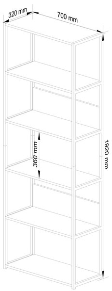 Ak furniture Regál LOFT 70 cm bílý/dub artisan
