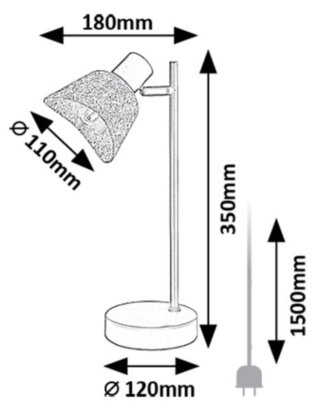Rabalux Šedá stolní lampa Farelia pro žárovku E14 74018