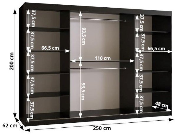 Šatní skříň 250 cm Boomer 2 (kašmír). Akce -21%