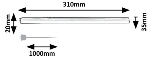 Rabalux Bílé LED svítidlo pod kuchyňskou linku Bareg 31cm 4W CCT s vypínačem 78007