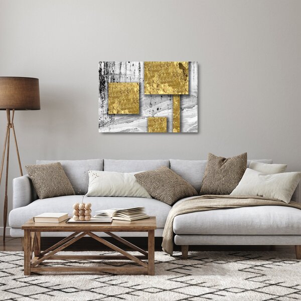 Skleněný obraz - Zlaté čtverce N⁰3 (70x50 cm)