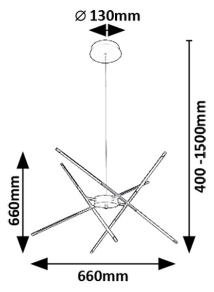 Rabalux Černé závěsné LED svítidlo Henli2 660mm 40W 72338