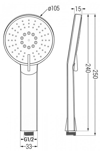 Mexen R-40 ruční sprcha 3-funkční, bílá - 79540-20