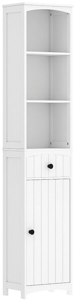 HOMCOM Koupelnová skříňka Vysoká skříňka se 3 policemi a 1 zásuvkou pro koupelnu, Bílá, 34x24x170,5cm | Aosom