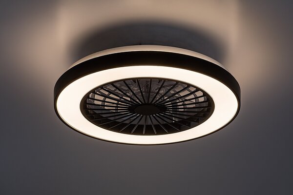 Rabalux SMART TUYA Černé stropní LED svítidlo s ventilátorem Dalfon2 480mm 40W RGB+CCT s DO 71336