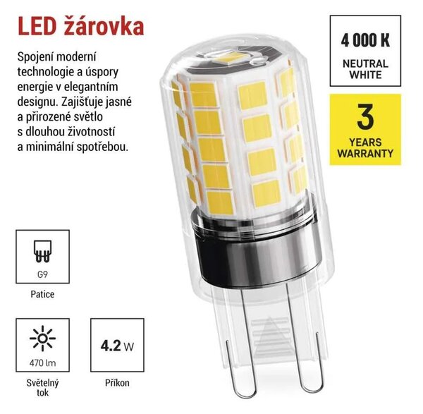 EMOS LED žárovka 4,2W G9 ZQ9E23