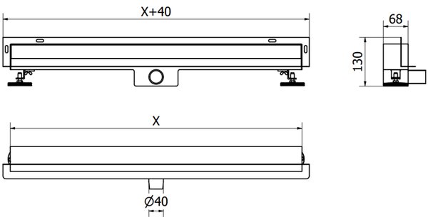 Mexen Flat nerezový sprchový žlab na zeď 60 cm vzor WALL, 1030060