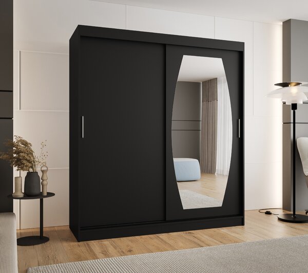 Šatní skříň 180 cm Rosaria (černá). Akce -20%