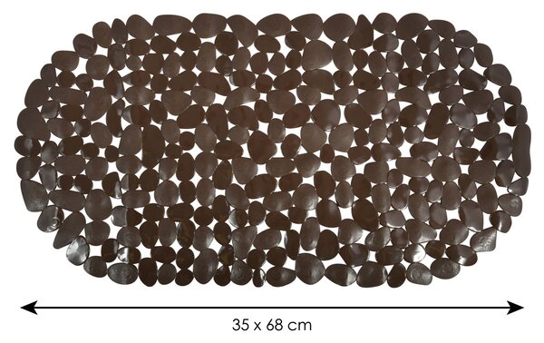 MSV protiskluzová podložka do vany GALETS, hnědá, PVC, 35 x 68 cm
