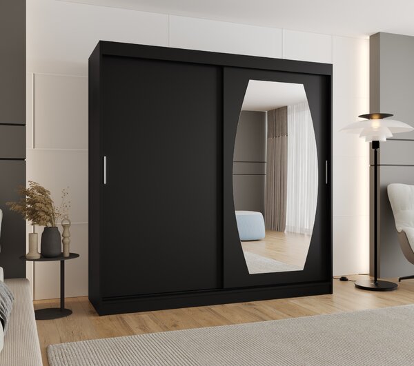 Šatní skříň 200 cm Rosaria (černá). Akce -20%
