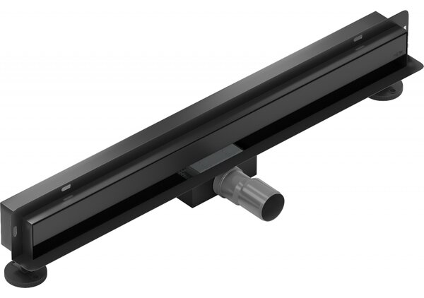 Mexen Flat nerezový sprchový žlab na zeď 60 cm vzor WALL, černý, 1730060