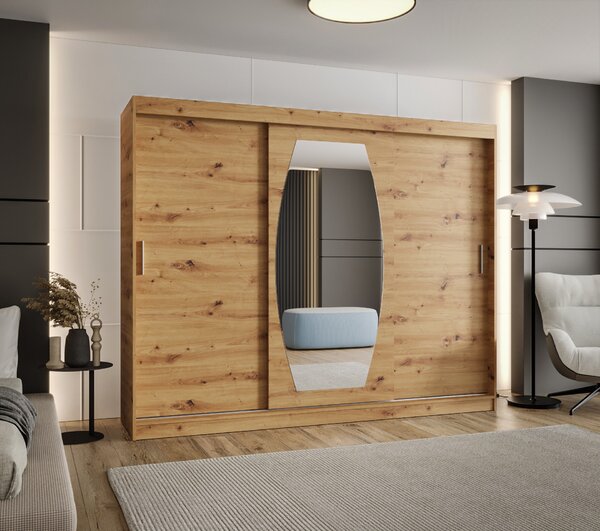 Šatní skříň 250 cm Rosaria (dub artisan). Akce -21%