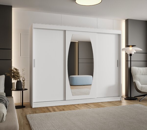 Šatní skříň 250 cm Rosaria (bílá). Akce -21%