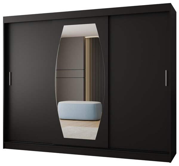 Šatní skříň 250 cm Rosaria (černá). Akce -21%