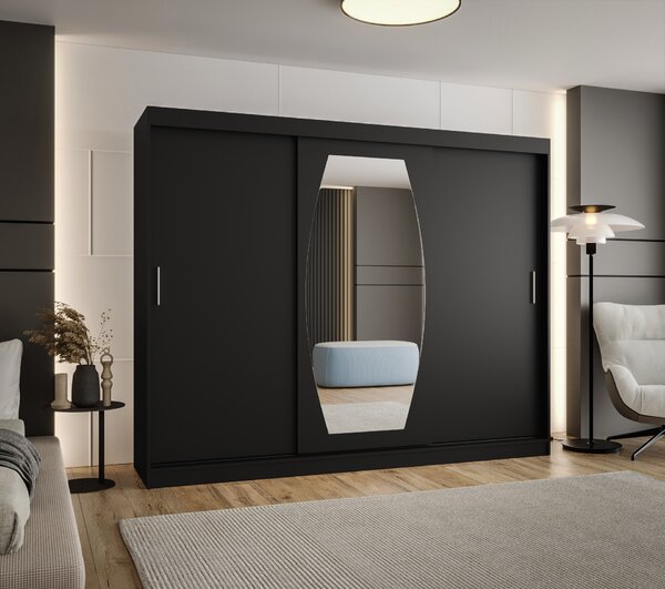 Šatní skříň 250 cm Rosaria (černá). Akce -21%