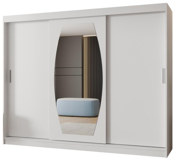 Šatní skříň 250 cm Rosaria (bílá). Akce -21%