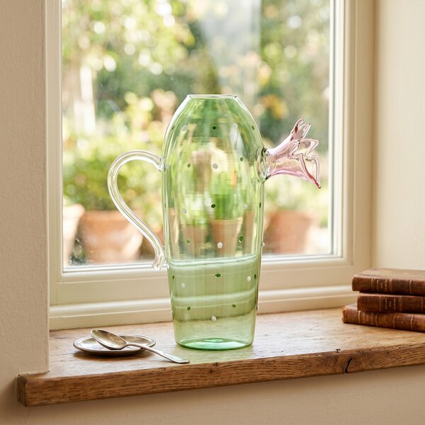 Ichendorf Milano designové džbány Desert Plants Green Cactus With Pink Flower Jug