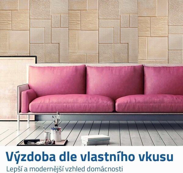 3D tapeta - dlaždice béžová