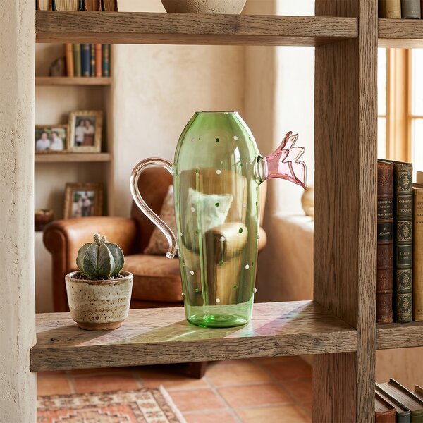 Ichendorf Milano designové džbány Desert Plants Green Cactus With Pink Flower Jug