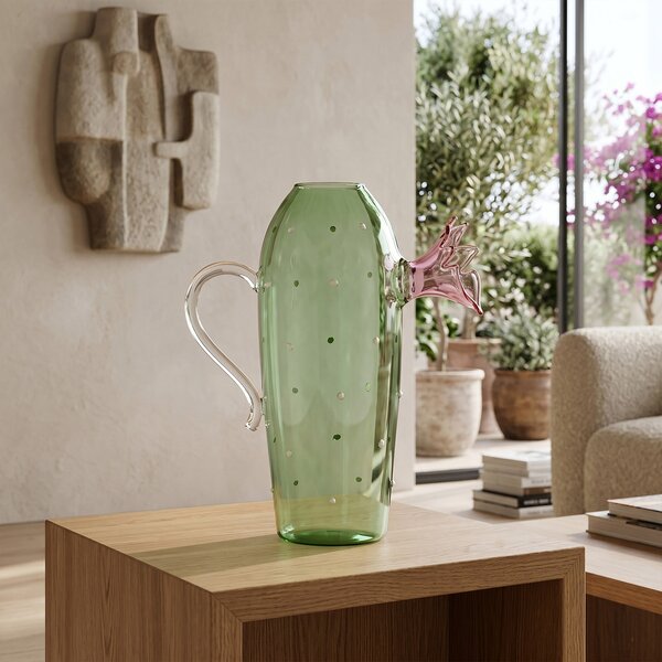 Ichendorf Milano designové džbány Desert Plants Green Cactus With Pink Flower Jug