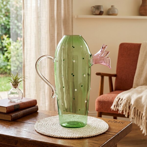 Ichendorf Milano designové džbány Desert Plants Green Cactus With Pink Flower Jug